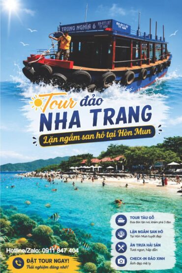 Tour đảo Nha Trang – Lặn ngắm san hô Hòn Mun / Tour ghép tàu gỗ